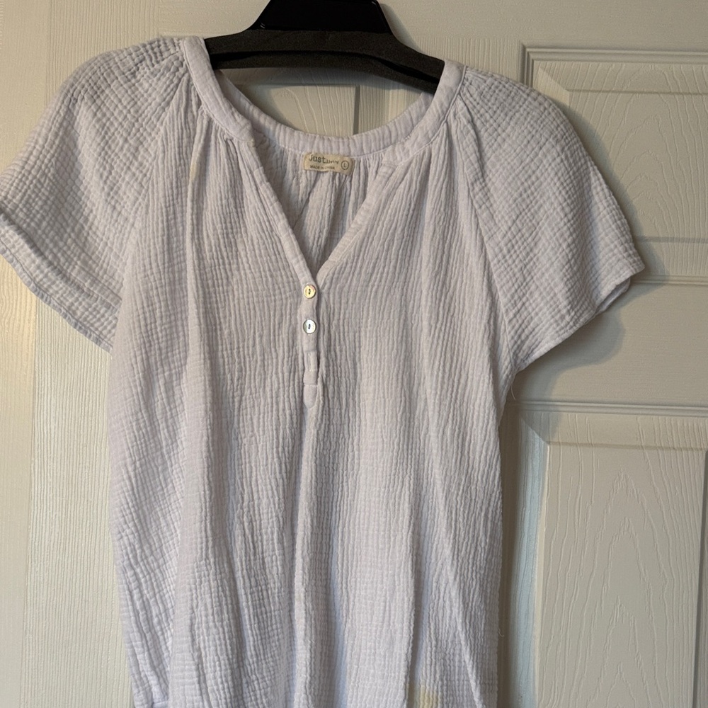 Just Living White Textured Blouse